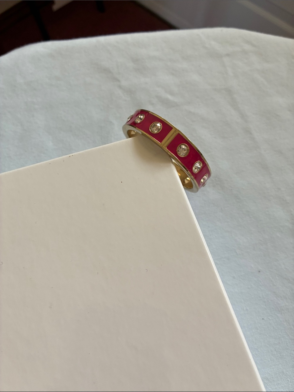 Possible kate spade Hot Pink Enamel Crystal-Stud Bangle - Picture 2 of 6